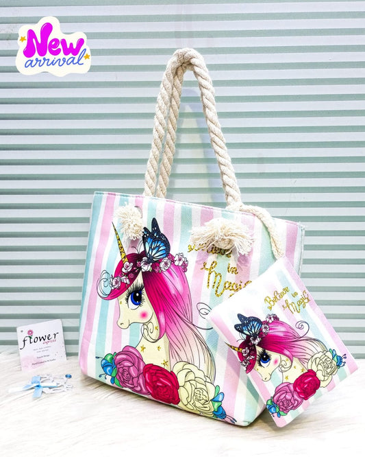 Unicorn Girls Stylish Tote Bag
