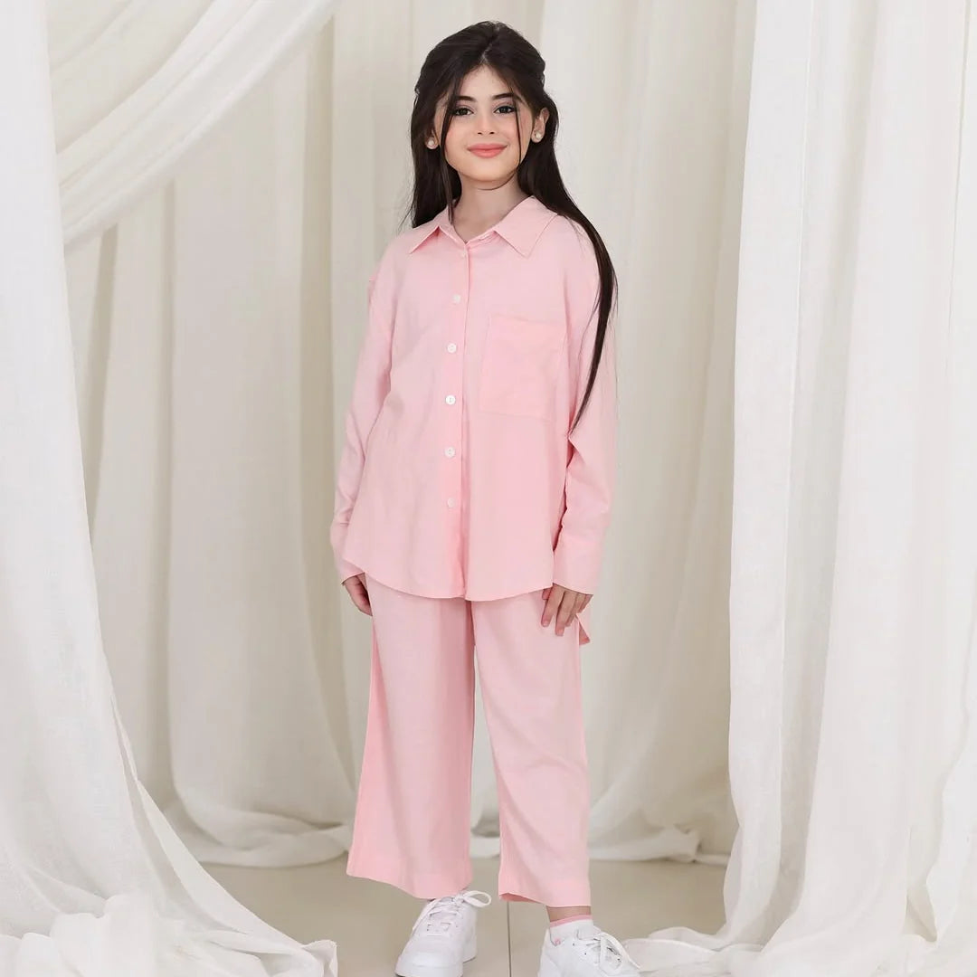 Front Button Girl Two Pieces Co Ord Set