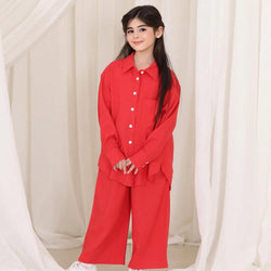 Front Button Girl Two Pieces Co Ord Set