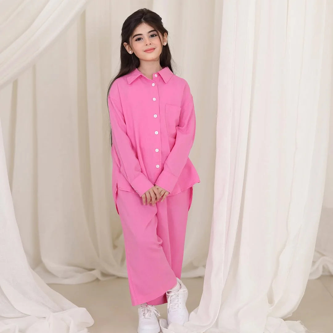 Front Button Girl Two Pieces Co Ord Set